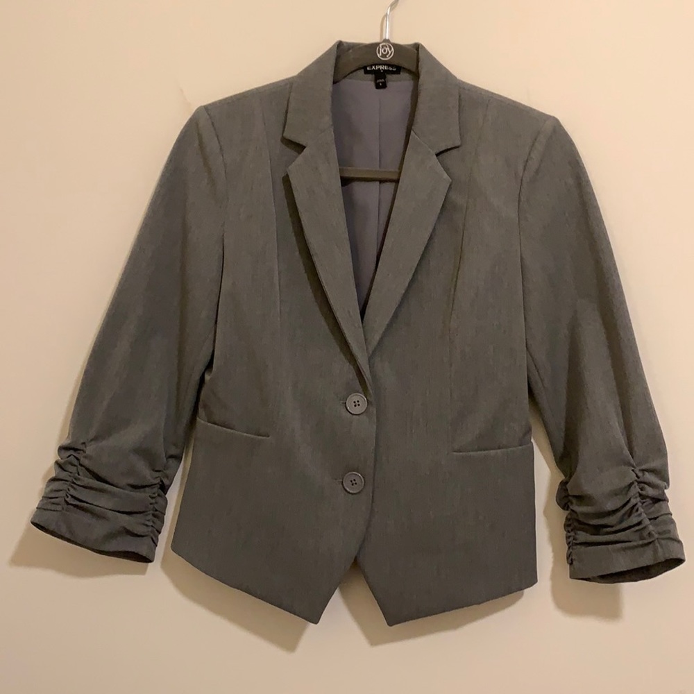 EXPRESS Gray Jacket with 3/4 Ruched sleeves-Sz 6